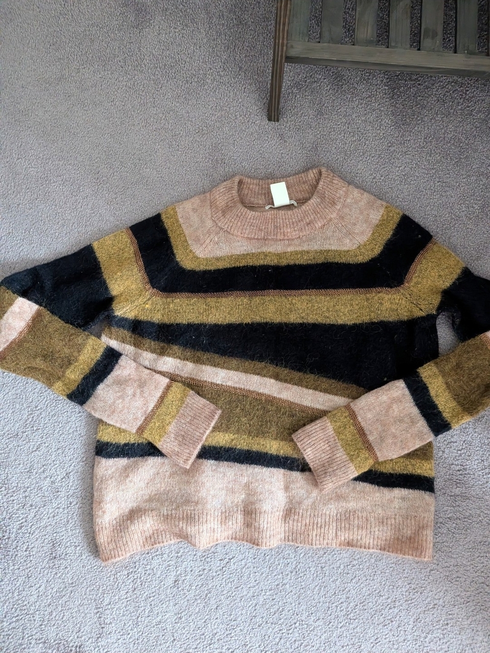 H&M Colorblock Turtleneck Sweater in Blush, Mustard & Black